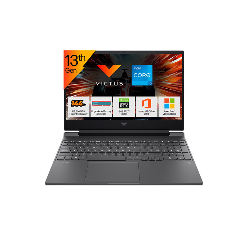 Picture of HP Victus - 13th Gen Core i5-13420H 15.6" (39.6 cm) 15-fa2700TX Gaming Laptop (16GB/ 512GB SSD/ Full HD Display/ NVIDIA GeForce RTX 3050 6GB/ Backlit Keyboard/ Anti-Glare/ Windows 11 Home/ 1 Year Warranty/ Mica Silver/ 2.29 kg)